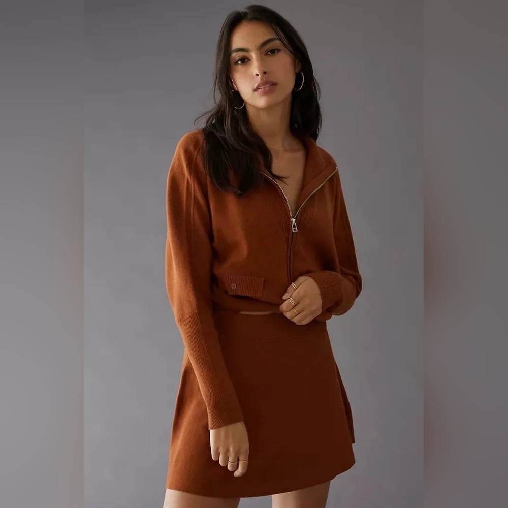 Anthropologie Brown Skirt Set